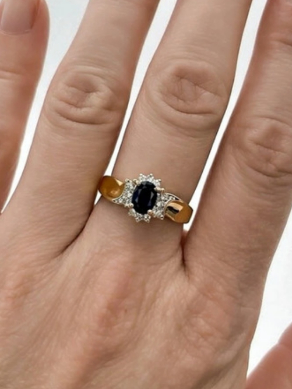 Gold Blue Gemstone Ring Like New